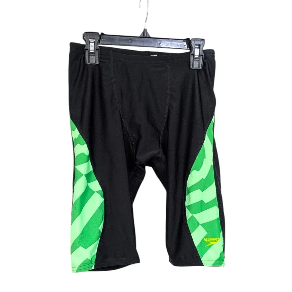Speedo Pro LT Vortex Maze Jammer Swimsuit - Size 30 Mens - Black / Green